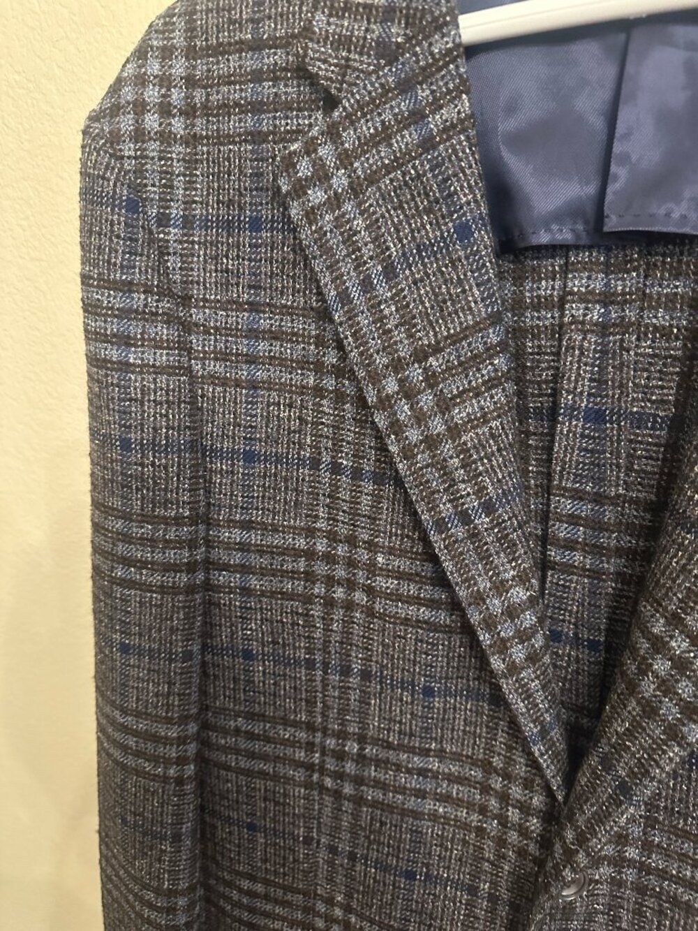 Corneliani Blue Brown Glen Plaid Sport Coat Blazer 52R/US 42R Wool Silk Cashmere - Picture 2 of 8